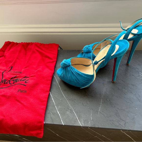 Christian Louboutin Blue Suede Greissimo platform sandals - Picture 13 of 15